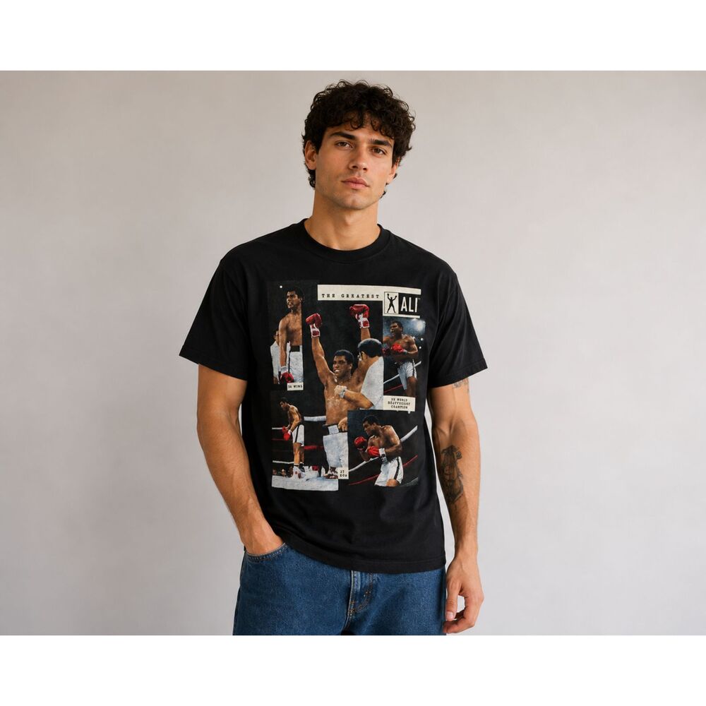 Muhammad Ali The Greatest Boxing Graphic T-Shirt Black Men's M 100% Cotton